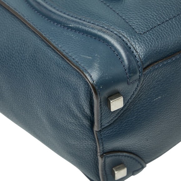 Celine Luggage Micro Shopper Handbag in Navy Blue Leather for Women - Picture 5 of 11